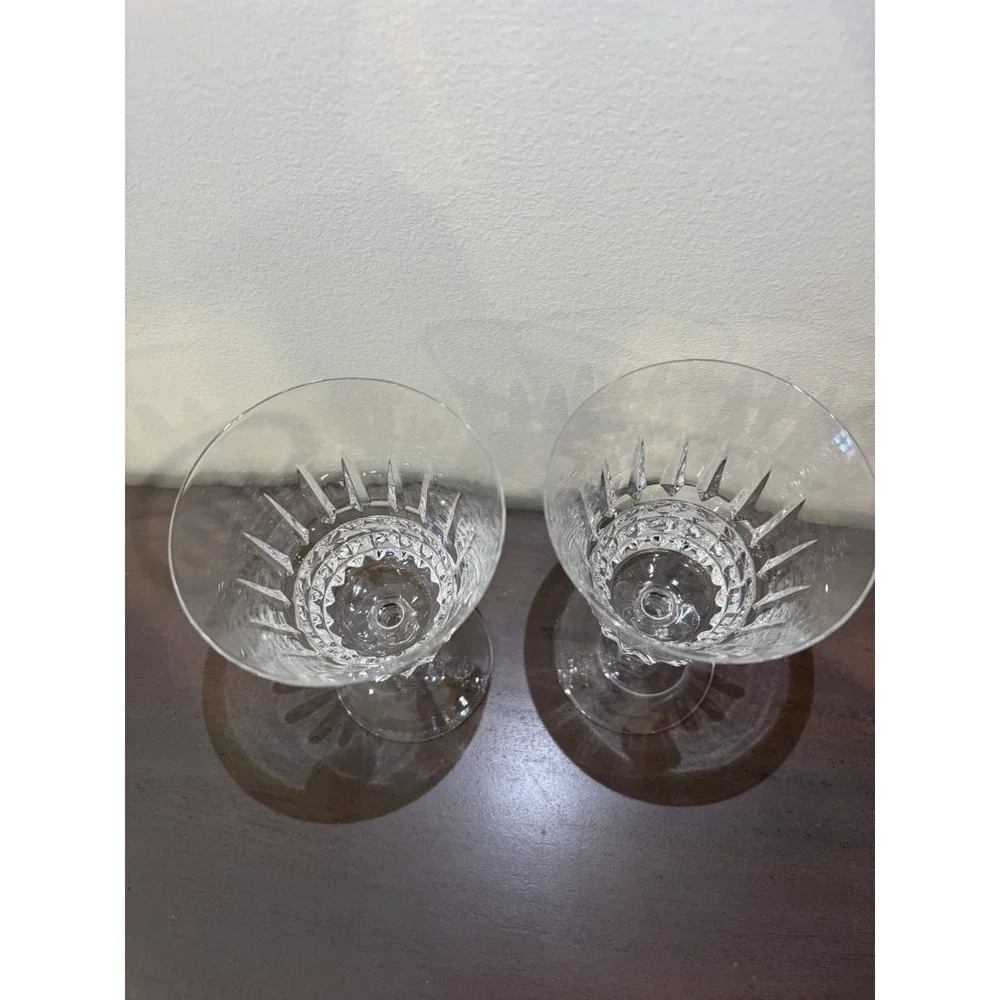 Vintage W.M Dalton 24% French Lead Crystal 2 Goblets Original Stickers On Them